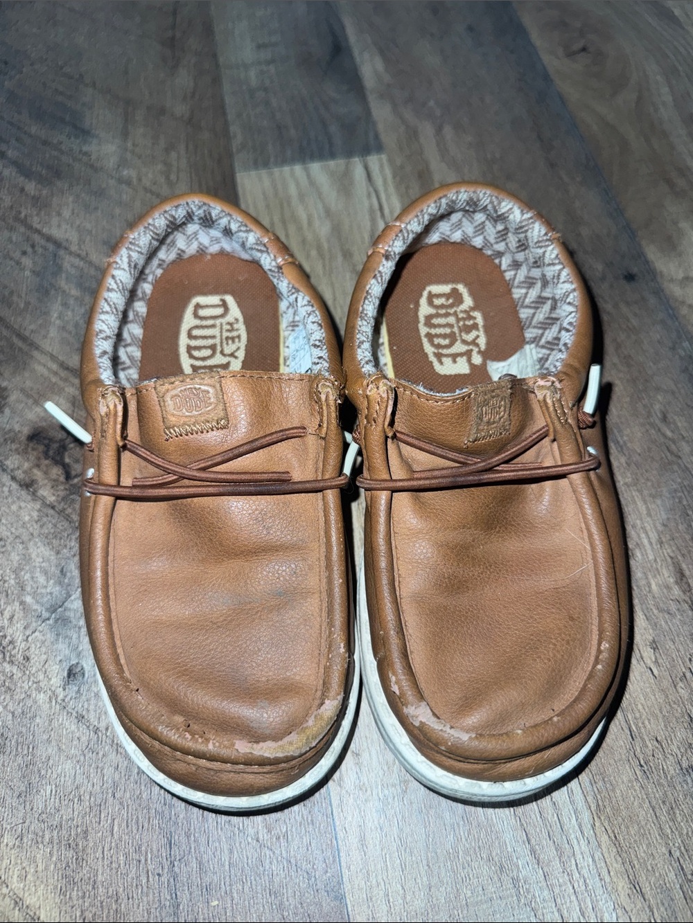 Hey Dude Kids Brown Slip-On Moccasins with White Sole